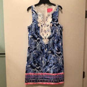 Lilly Pulitzer Gabby Stretch Shift Dress High Tide Navy You're The Zest size 6